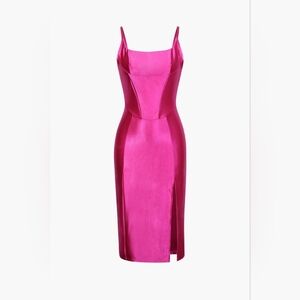 Satin square Midi dress with slit from Estonian